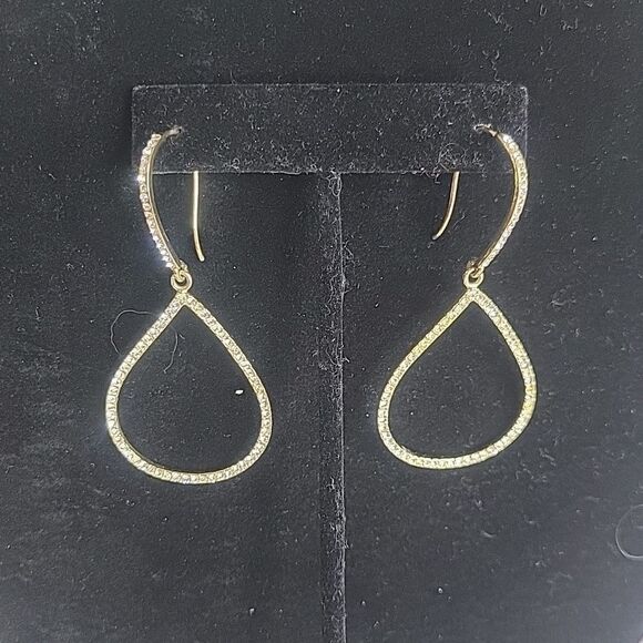 Rhinestone Dangling Large Hoops - Picture 1 of 5